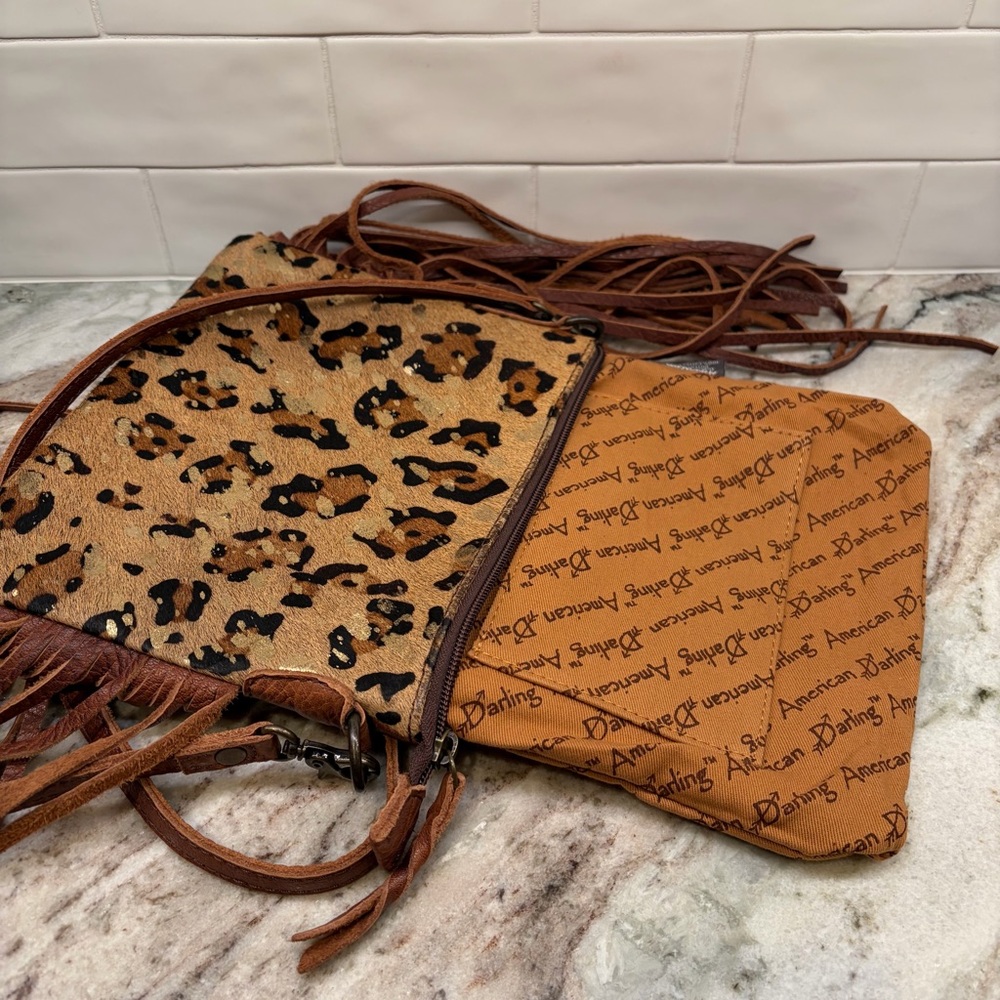 American Darling Women's Crossbody Messenger Bag Fringe Leopard Print Western - Picture 6 of 16
